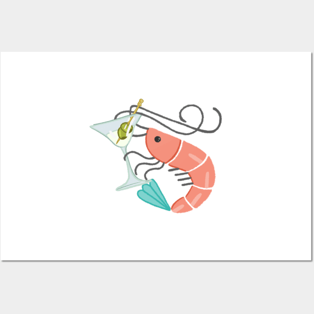 Shrimp with martini glass Wall Art by hrose524